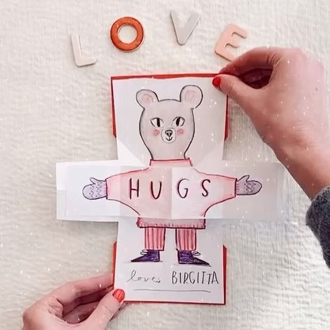 B I R G I T T A S I F on Instagram: “Sending hugs and more BIG bear HUGS to you all! ❤️ A POP—UP Bear hug! 🐻❤️ Valentine’s Day is a pretty silly commercial holiday but as my…” Hug Day Card, Hug Card, Hug Gifts, Virtual Hug, Bear Card, Bear Hugs, Sending Hugs, Bear Hug, Big Bear