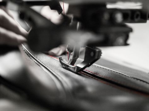 Handcrafted leather interior in Milan Leather Factory Photography, Craftmanship Aesthetic, Leather Aesthetic, Car Body Design, Factory Photography, Sewing Photography, Leather Factory, Body Design, Car Body