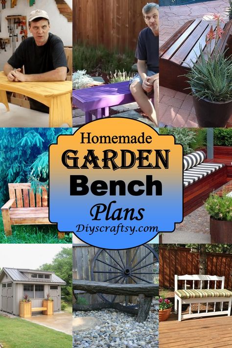 Homemade Garden Bench Plans Door Bench, Arbor Bench, Garden Bench Plans, Diy Picnic Table, Garden Bench Diy, Picnic Table Bench, Porch Bench, Planter Bench, Carpentry Skills