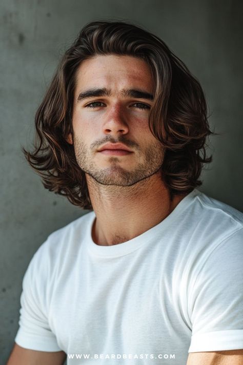 Men’s Shoulder Length Wavy Hair, Mens Hairstyles Long Wavy, Shaggy Long Hair Men, Mens Shoulder Length Hair, Men’s Longer Haircuts, Long Mens Hairstyles, Long Mens Haircut, Mens Hairstyles Long, Men Wavy Hair