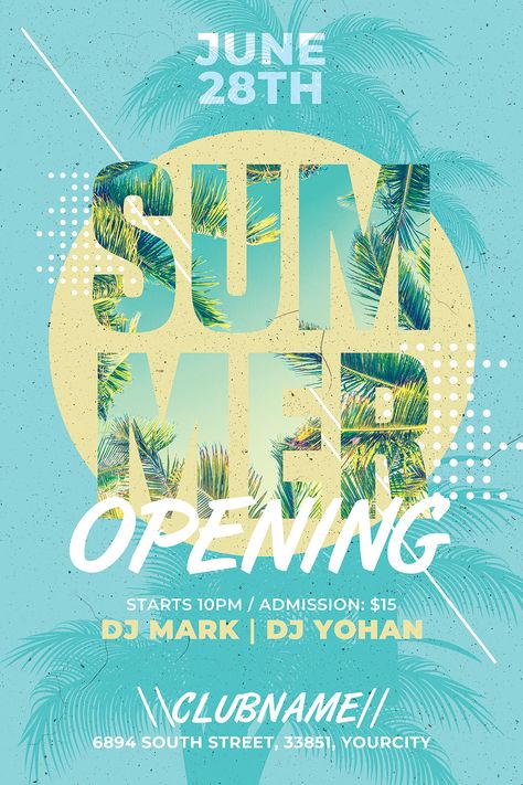 Summer Party Poster Design, Summer Event Poster, Bar Promotion, Summer Sale Poster, Summer Typography, Promotion Party, Summer Party Invitations, Summer Banner, Festival Flyer