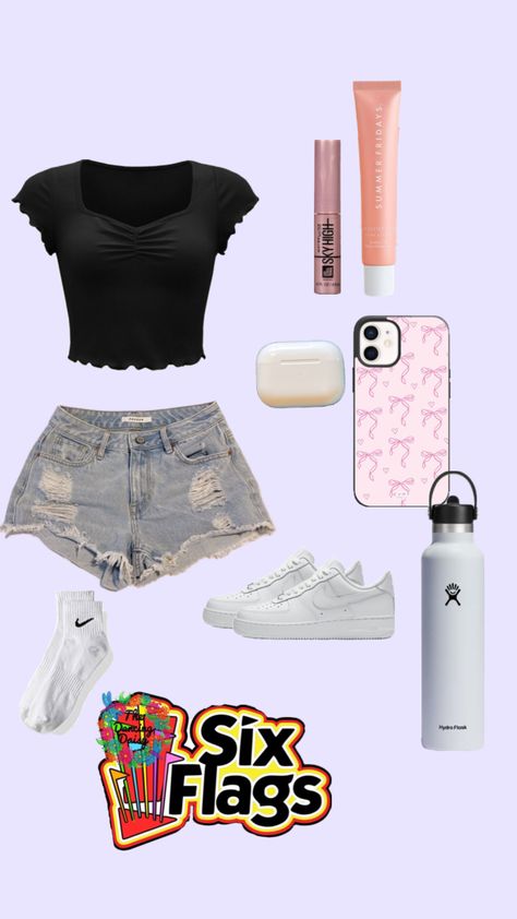 outfit for 6 flags #6flags #outfitbykailyn #outfitinpso #shuffes 6 Flags, Flag Outfit, Six Flags, Summer Fridays, Flag