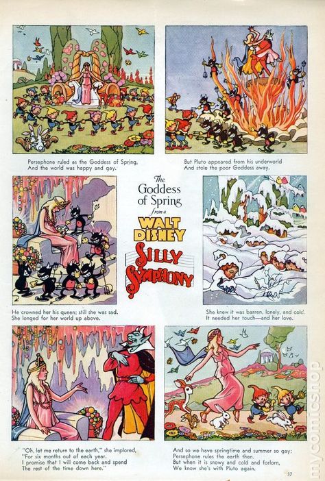 The Goddess Of Spring, Silly Symphony, Goddess Of Spring, Mickey Mouse Cartoon, Old Disney, The Walk, Animated Drawings, Old Cartoons, Vintage Comics