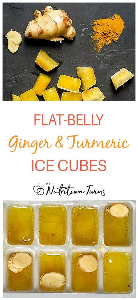 Ginger Turmeric Flat Belly Ice Cubes | Easy way to add anti-bloat & belly fat burning benefits to smoothies, stir-fries, water and more |Easy to make healthy beverage | Add to your water bottle and drink during Flat Belly Workout, | These double as an anti-inflammatory diet food to boost immunity | For MORE RECIPES, Fitness & Nutrition Tips please SIGN UP for our FREE NEWSLETTER www.NutritionTwins.com Flat Belly Foods, Baking Soda Beauty Uses, Best Fat Burning Foods, Ginger Turmeric, Inflammatory Foods, Diet Vegetarian, More Recipes, Fat Burning Foods, Ice Cubes