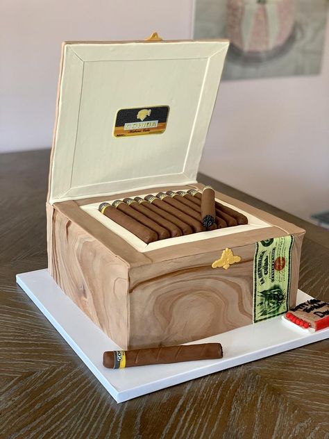 Realistic Cakes, Cake Icing, 50th Birthday Party, Dad Birthday, Bday Party, 50th Birthday, Cigars, Cake Designs, Scotch