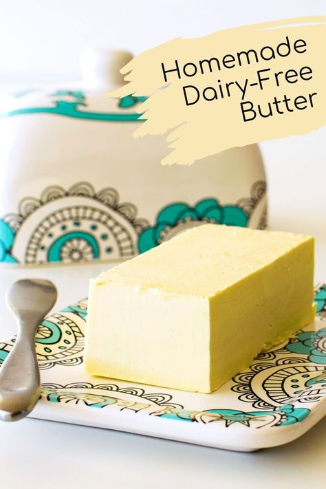 Homemade Dairy-Free Butter Alternative that's Just Like Store Bought. Great for Cooking, Spreading, and Baking - even cookies! Plant-based, gluten-free, soy-free, allergy-friendly. Best Dairy Free Butter, Homemade Dairy Free Butter, Dairy Free Butter Recipe, Peanut Free Desserts, Dairy Free Deserts, Dairy Free Butter, Kitchen Magick, Non Dairy Butter, Dairy Free Baking