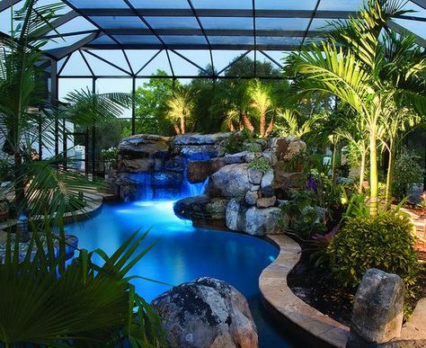 Indoor lagoon pool... fkn awesome!! | Heavenly : Pools & Spas ... Insane Pools, Indoor Swimming Pool Design, Indoor Pool Design, Piscina Interior, Indoor Pools, Indoor Swimming Pool, Lagoon Pool, Dream Mansion, Luxury Pools