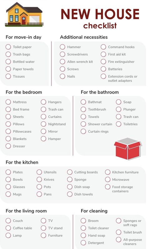 Home Nessesities List, Basic House Essentials, House Basics List, First Time Home Essentials, Checklist For First Home, Moving Into First Home Checklist, House Neccesities List, Home Packing Checklist, Home Basics List