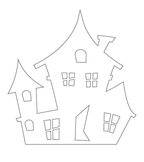 Printable Haunted House Cut Out Template Haunted House Template Free Printable, Haunted House Stencil, Printable Haunted House, Haunted House Drawing, Halloween Cut Outs, Printable Pumpkin Stencils, Easter Templates, House Pattern, House Template