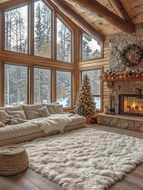 Christmas Family Room, Dream Life House, Barn Style House, Dream House Interior, Beautiful Living Rooms, House Kitchen, Design Your Dream House, Dream House Plans, Cabin Homes