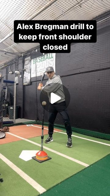 Coach Roger on Instagram: "Are you coming around the ball? Getting jammed on outside pitches? You are probably flying open and forcing yourself to disconnect too soon. This drill that Alex Bregman does is great for learning and feeling how to rotate your back shoulder under your front shoulder to stay closed through rotation for solid contact. #hitting #baseball #baseballcoach #hittingdrills #baseballdad" Baseball Training Drills, Baseball Hitting Drills, Baseball Workouts, Baseball Videos, Softball Drills, Baseball Hitting, Baseball Drills, Baseball Pitching, Baseball Training