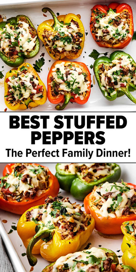 Best stuffed peppers recipe Stuffed Peppers With Tomato Sauce, Stuffed Bell Peppers Feta, Recipes For Stuffed Bell Peppers, Stuff Peppers In The Oven, Stuffed Capsicum Recipe, Stuffed Bell Peppers Sausage, Stuffed Bell Peppers With Sausage, Filled Peppers Recipe, Healthy Filling Dinners