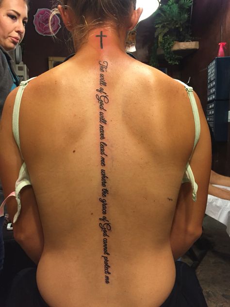 Back Tattoo Women Spine Quotes, Spine Quotes, Spine Tattoos Ideas, Visit Quotes, Meaning Of Grace, Spine Tattoo Quotes, Tattoos Ideas For Women, Back Tattoo Women Spine, Spine Tats