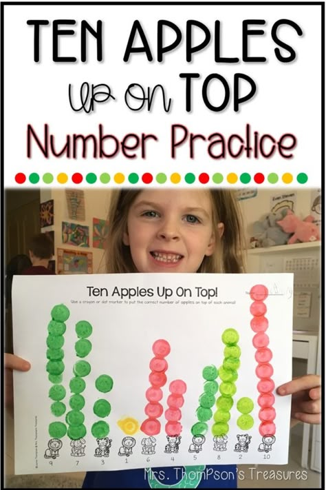 Apples Up On Top, Number 9 Activity Kindergarten, Ten Apples Up On Top Craft, Ten Apples Up On Top Activities Preschool, Ten Apples On Top Preschool Activities, Ten Apples Up On Top Activities, Number Words Activity, Dr. Suess, Ten Apples Up On Top