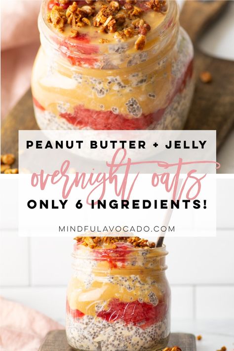 Pb And J Overnight Oats, Breakfast Overnight Oats, Healthy And Easy Breakfast, Breakfast Overnight, Overnight Oats In A Jar, Overnight Oats With Yogurt, Pb And J, Easy And Healthy Breakfast, Beef Recipe Instant Pot