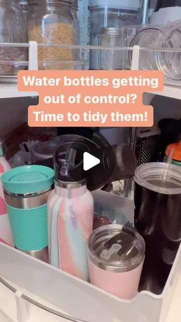 Home Organizing | Nashville, TN on Instagram: "We’ve been in enough homes to know…those water bottles can get OUT OF CONTROL!! All the Stanley’s, Yeti’s, Owala’s, etc….💧💧💧 ‌ We love this water bottle holder from @thecontainerstore because you can add a drawer underneath for all the lids + straws! And you can stack as many as you need for your bottle + cup collection. ‌ Comment H2O for the link to shop! ‌ #organizing #organizingideas #organizingtips #kitchenorganization #kitchenorganizing #thetidyhomenashville" Tumblr Cup Storage Ideas, Drink Bottle Storage, Yeti Lid Storage Ideas, Yeti Organization, Yeti Cup Storage Ideas, Yeti Cup Storage, Tumbler Organization Storage Ideas, Stanley Storage Ideas, Stanley Cup Organization