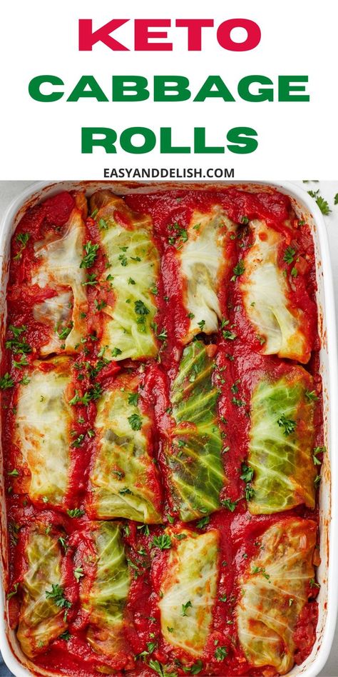 These keto cabbage rolls are stuffed with ground beef and baked in tomato sauce. Adapted from the classic recipe, they make the perfect low-carb dinner for a family and an easy meal prep. Keto Cabbage Rolls, Polish Cabbage Rolls, Polish Cabbage, Easy Cabbage Rolls, Keto Cabbage, Ground Beef Keto Recipes, Quick Pasta Recipes, Cabbage Rolls Recipe, Ground Beef Recipes For Dinner