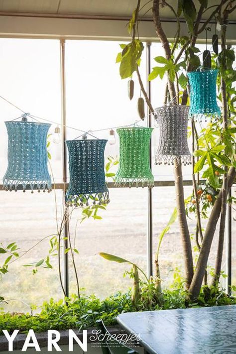 Whispering Wind Chimes Crochet Pattern in YARN – Woman | MissNeriss | Bloglovin’ Crochet Lampshade, Crochet Lamp, Crochet Garden, Crochet Stars, Crochet Home Decor, Wreath Designs, Crochet Home, Crochet Accessories, Crochet Designs