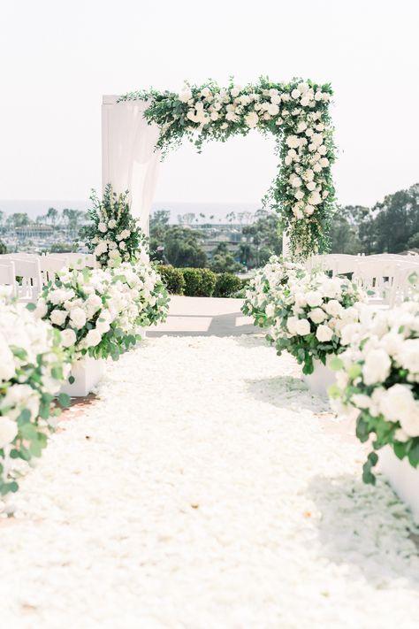 Outside Wedding Ceremony, Outside Wedding Ceremonies, Petal Aisle, Rose Petal Aisle, Dana Point Wedding, Wedding Ceremony Decor, Romantic Outdoor Wedding, Aisle Flowers, Outdoor Wedding Photography