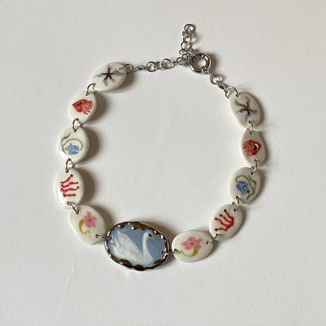 The Emma Series (@theemmaseries) • Instagram photos and videos Diy Clay Bracelets, Ceramic Charms Handmade, Air Dry Clay Jwellary, Ceramic Bracelet, Porcelain Charms, Clay Jewellery, Clay Bracelets, Ceramic Necklace Jewellery, Ceramic Charm Necklace