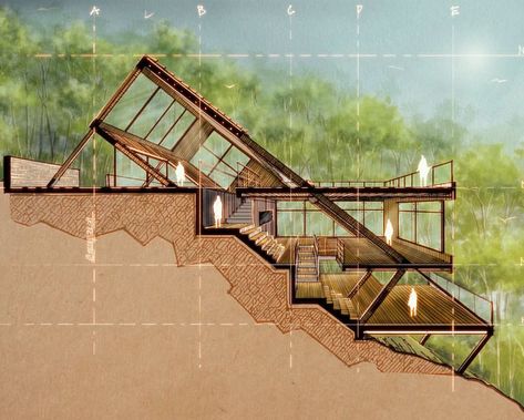 Architecture Drawing Plan, Seni Dan Kraf, Architecture Design Sketch, Architecture Design Drawing, Architecture Concept Drawings, Architecture Drawing Art, Architecture Design Concept, Architectural Drawing, Earthship