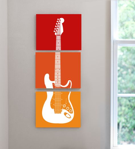 Music inspired kids rooms | Rock n Roll theme Learn to play guitar online at www.studio33guitarlessons.com Arte Jazz, Music Bedroom, Music Room Decor, Dream Painting, Tableau Art, Guitar Art, Music Themed, Canvas Wall Art Set, Abstract Photography