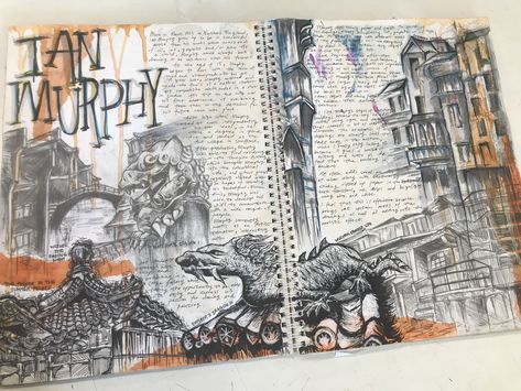 Abby Diamond Artist Research Page, Artist Research Layout, Ian Murphy Art Gcse, A Level Graphics, Ian Murphy Artist Research Page, Artist Response Page Gcse, A Level Sketchbook Ideas, Gsce Art Ideas, Art Process Portfolio