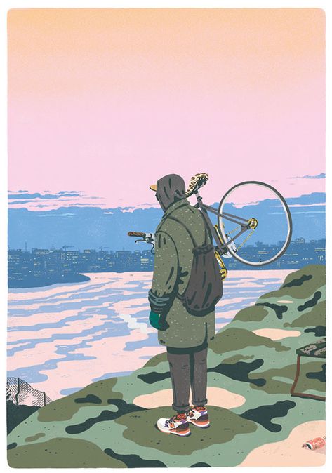 Jeff_ostberg_itsnicethat_7 Ilustrasi Dan Poster, Bike Illustration, Time Drawing, Bicycle Art, Cycling Art, Art Et Illustration, Creative Illustration, Bike Art, Art And Illustration