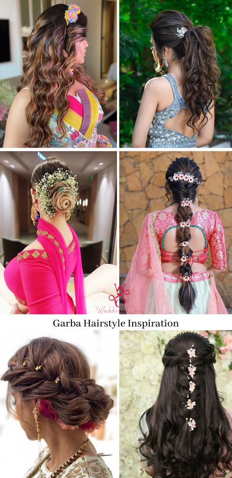 Pick out gorgeous hairstyles for garba night from here! #garba #garbanight #garbanighthairstyles #hairstyles #bridalhairstyles #navratri #navratrihairstyles #gujratihairstyles #garbadress #garbaoutfit #navratrioutfit #dandiyaoutfit #dandiyahairstyle Gujrati Hairstyles For Garba, Hairstyles For Garba Night, Hairstyles For Navratri Garba, Garba Hairstyles Indian, Navratri Hairstyles Indian, Garba Hairstyles, Navratri Hairstyles, Hair Stail, Backyard Engagement