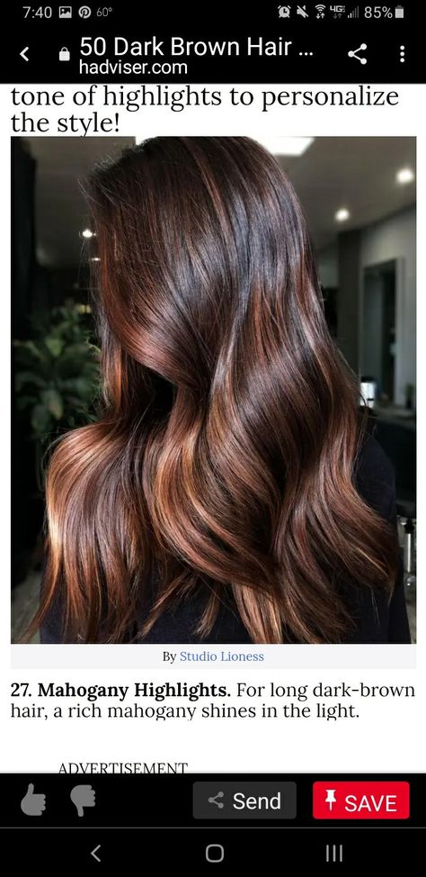 Dark Mahogany Hair, Hair Color Cherry Coke, Cherry Coke Hair, Copper Balayage Brunette, Mahogany Brown Hair, Hair Color Mahogany, Mahogany Hair, Bronze Hair, Chocolate Hair