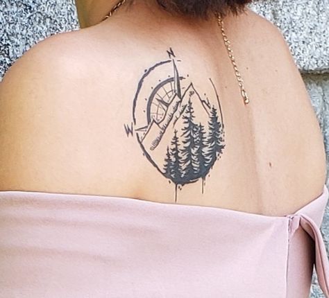 #pnw #compass #mountains #tattoo #pnwtattoo #compasstattoo  #spokanewa #washington Pnw Tattoo, Mountains Tattoo, Compass Tattoo Design, Tattoo Girls, Arrow Tattoo, E Tattoo, Mountain Tattoo, 1 Tattoo, Nature Tattoos