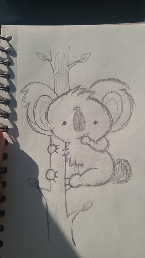 Drawing Koala Koala Sketch Easy, Koala Drawing Sketches, Envy Drawing, What To Draw When Bored, Whiteboard Drawings, Koala Drawing, Draw Book, Draw When Bored, Easy Cartoon