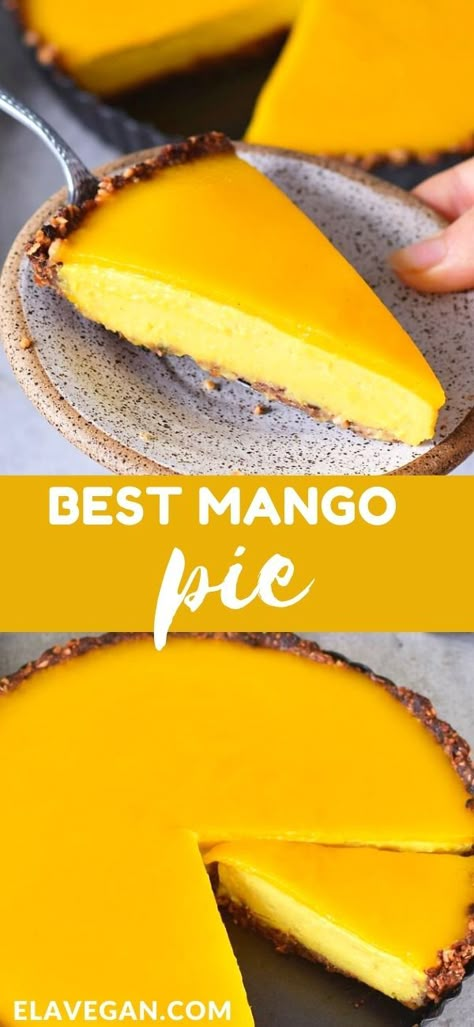 Mango Pie Recipe, Granola Crust, Ella Vegan, Light Cheesecake, Cheesecake Tart, Tarte Vegan, Mango Pie, Mango Tart, Mango Desserts