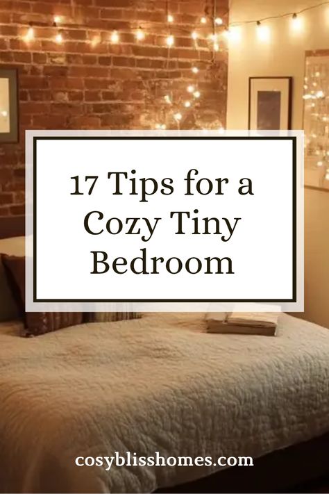 Ready to make the most of your small space? Check out these 17 ingenious tips to turn your cozy tiny bedroom into a stylish sanctuary. Discover clever design tricks, smart storage options, and decor ideas that will help you maximize every square inch! From adding layers with plants for airiness to clever furniture arrangements, we help you find the secret solutions to create a welcoming sleep space. Whether you're a minimalist or a decor enthusiast, these tips are perfect for any style. Let's create big vibes in your small bedroom! Making Bedroom Look Bigger, How To Arrange A Small Bedroom Ideas, Small Bedroom Grey Walls, Comfy Small Bedroom Ideas, Small Space King Size Bed, Very Small Bedroom Ideas Aesthetic, Small Bedroom Women, Cozy Bedroom Ideas Rental, Small Bedroom Carpet Ideas