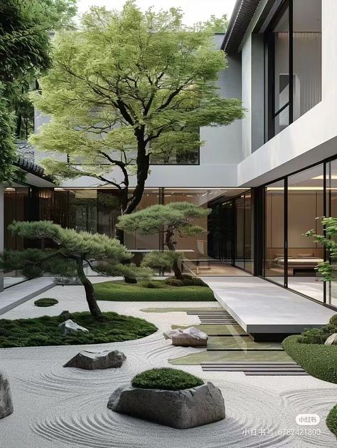 Japandi Garden, Japanese Courtyard Garden, Japanese Courtyard, Small Backyard Garden Design, Indoor Courtyard, Japanese Garden Landscape, Courtyard Landscaping, Zen Garden Design, Courtyard Gardens Design