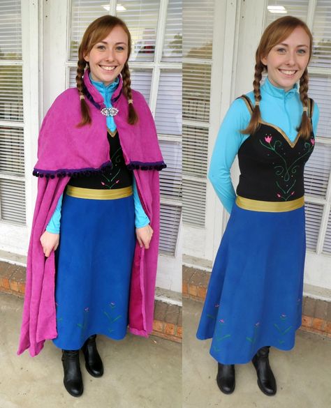 Anna Costume Diy, Frozen Costume Diy, Frozen Jr Costumes, Adult Anna Costume, Frozen Halloween Costumes, Princess Anna Costume, Anna Frozen Costume, Adult Disney Costumes, Frozen Musical