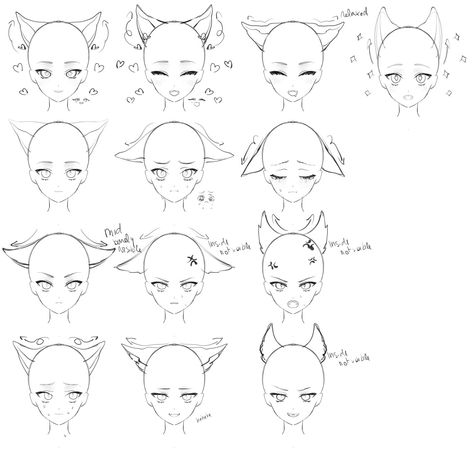 How To Draw Ears, Drawing Face Expressions, Drawing Tutorials For Beginners, Bunny Drawing, Chibi Drawings, Arte Sketchbook, Art Prompts, Animal Sketches, Anime Drawings Tutorials