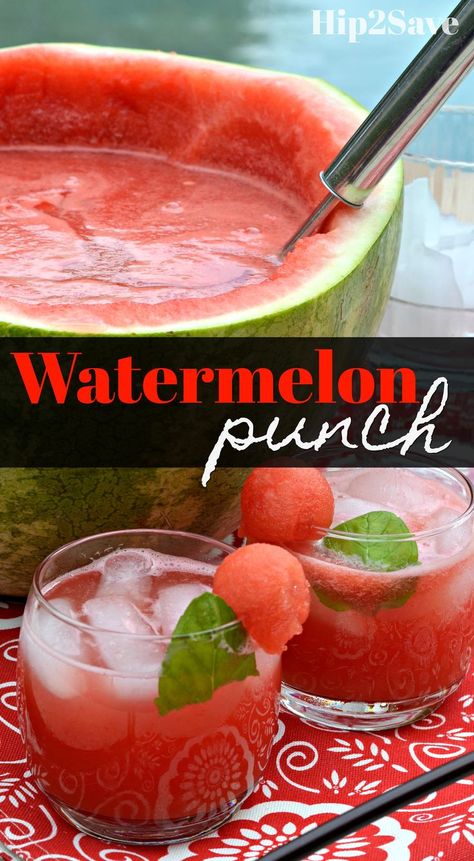 This summer take advantage of ripe watermelon and make some delicious and refreshing Watermelon Punch for your next party or BBQ! Rose Punch, Dip Party, Baby Shower Watermelon, Watermelon Man, Watermelon Punch, Amazing Drinks, Birthday 21, Watermelon Birthday Parties, Watermelon Baby