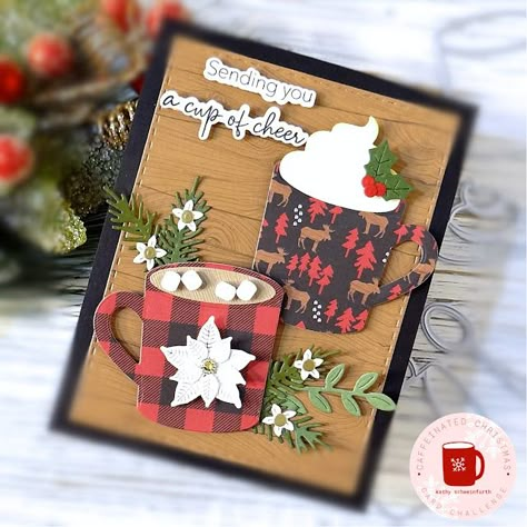 Stamps At Play: Caffeinated Christmas Card Challenge #29 - Flowers Tea Cup Cards Handmade, Coffee Cup Cards, Die Cut Cards Ideas Handmade, Hot Chocolate Card, Tea Cup Card, Fall Cards Handmade, Chocolate Card, Hug In A Mug, Crafting Inspiration