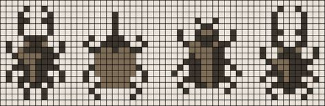 Bracelet Grid Patterns, Perler Bead Insects, Cicada Cross Stitch, Insect Cross Stitch Pattern, Tapestry Design Pattern, Bug Knitting Pattern, Basic Cross Stitch Pattern, Sheep Grid Pattern, Bug Cross Stitch Pattern