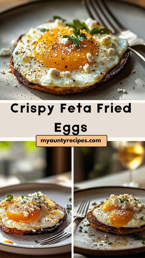 Whip up these Easy Crispy Feta Fried Eggs for a delicious breakfast treat! With perfectly cooked eggs and crispy feta on top, this dish is both flavorful and filling. Ideal for busy mornings or leisurely brunches, serve with your favorite sides for a satisfying meal that’s sure to kick-start your day! Feta Egg Toast, Crispy Feta, Feta Eggs, Fried Egg Recipes, Breakfast Quick, Brunch Eggs, Egg Toast, Fried Eggs, Egg Breakfast