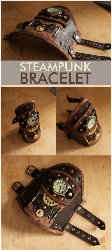 Costume Unique, Steampunk Fairy, Steampunk Items, Apron Ideas, Steampunk Ideas, Steampunk Bracelet, Steampunk Leather, Steampunk Watch, Wrist Brace