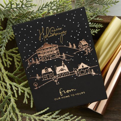 Foiled Christmas Cards, Foiled Cards, Foil Pressed Cards, Foil Christmas Cards, Yana Smakula, Christmas Sentiments, Hot Foil Stamping, Hand Lettering Art, Spellbinders Cards