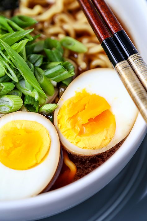 Ramen Egg - Make your homemade ramen egg recipe with soy sauce - 味付け玉子. These little parcels of umami egginess are delicious on their own too! #quickrecipe #ramen #japanesefood #eggs | pickledplum.com Ajitsuke Tamago, Egg In Ramen Noodles, Ramen Egg Recipe, Vegan Lentil Soup Recipes, Ramen Noodle Recipe, Ramen Toppings, Ramen Egg, Recipes With Soy Sauce, Amazing Meals