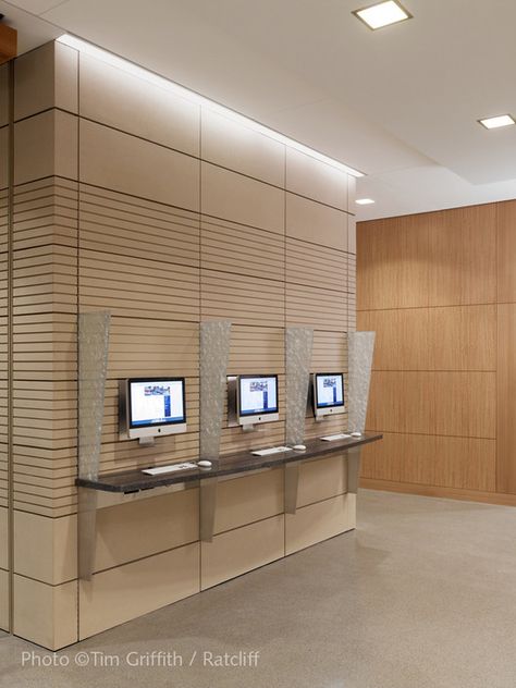 ©  Tim Griffith Check In Kiosk, Bank Interior Design, Wave Hotel, Self Checkout, Law Library, School Of Law, School Interior, Kiosk Design, Healthcare Design