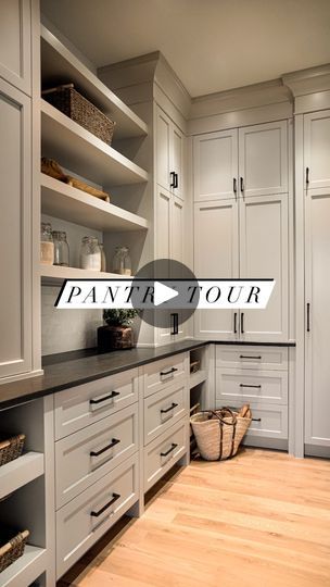 Walk In Pantry With Closed Cabinets, Closed Cabinet Pantry, Pantry Hardware Placement, Walk In Pantry With Cabinets And Counter, Oven In Pantry, Walk In Pantry With Cabinets, Walk In Pantry Cabinet Ideas, Walk In Pantry Shelving, Pantry With Cabinets And Counter