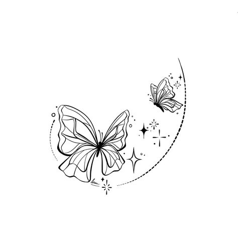 Fineline butterfly with sparkles tattoo by dreas_tats Butterfly Sparkle Tattoo, Butterfly With Sparkles Tattoo, Sparkles Tattoo, Fineline Butterfly, Flower And Butterfly Tattoo, Tattoo Circle, Butterfly Sparkle, Butterfly With Flowers Tattoo, Sparkle Tattoo