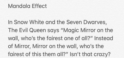 Mandala Effect, Mandela Effect, Magic Mirror, Evil Queen, Science, Humor, History, Wall, Quick Saves