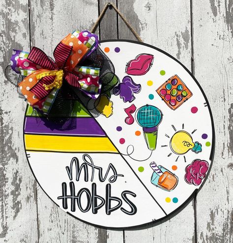 Door Hanger Bows, School Door Hanger, School Wreaths, Speech Therapist Gift, Speech Teacher, Art Hanger, Teacher Door Hangers, Big Doors, Teacher Doors