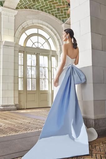 Sareh Nouri - Blue Moon | Sareh Nouri Sareh Nouri Wedding Dress, Sareh Nouri Bridal, Sareh Nouri, Bridal Design, Minimalist Bride, Wedding Cape, Dusty Blue Weddings, Blue And White Dress, Romantic Dress